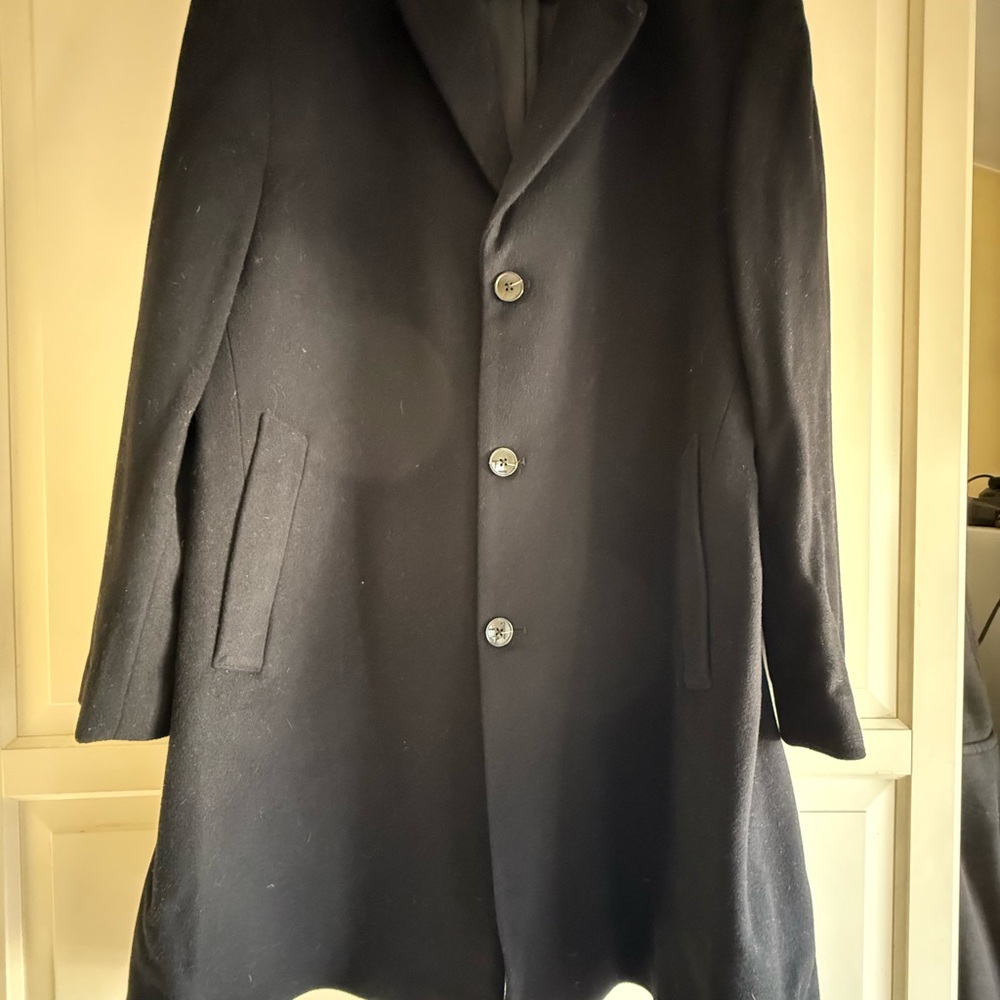 Calvin Klein Men’s Black Cashmere Wool Blend Overcoat
